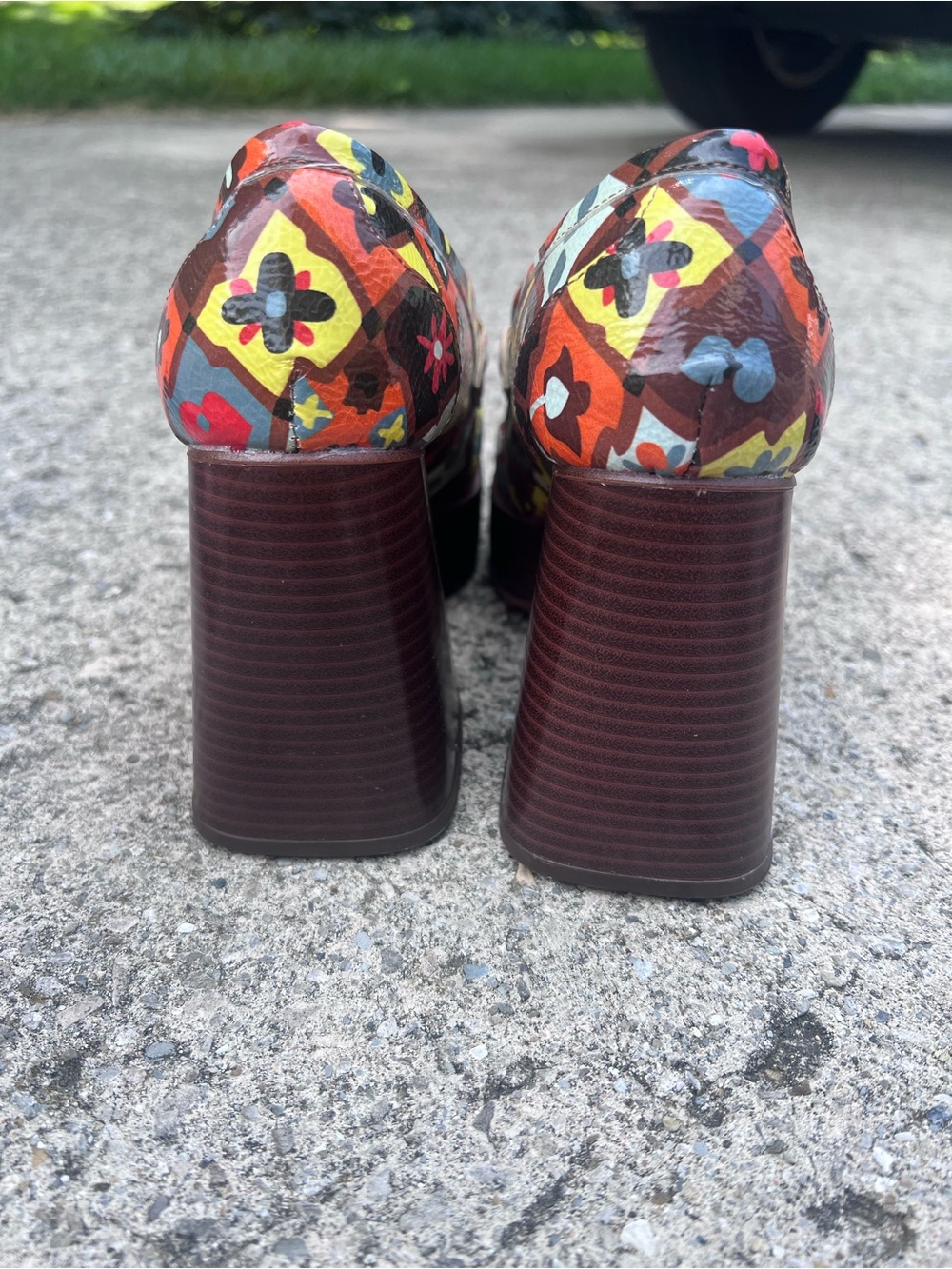 Circus Sam Edelman Susie Patent Loafer Colorful Fall 70s Platform Heels size 7 - Picture 9 of 9